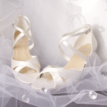 Ruth Open Toe Ankle Strap Wedding Bridal Wedge Shoe