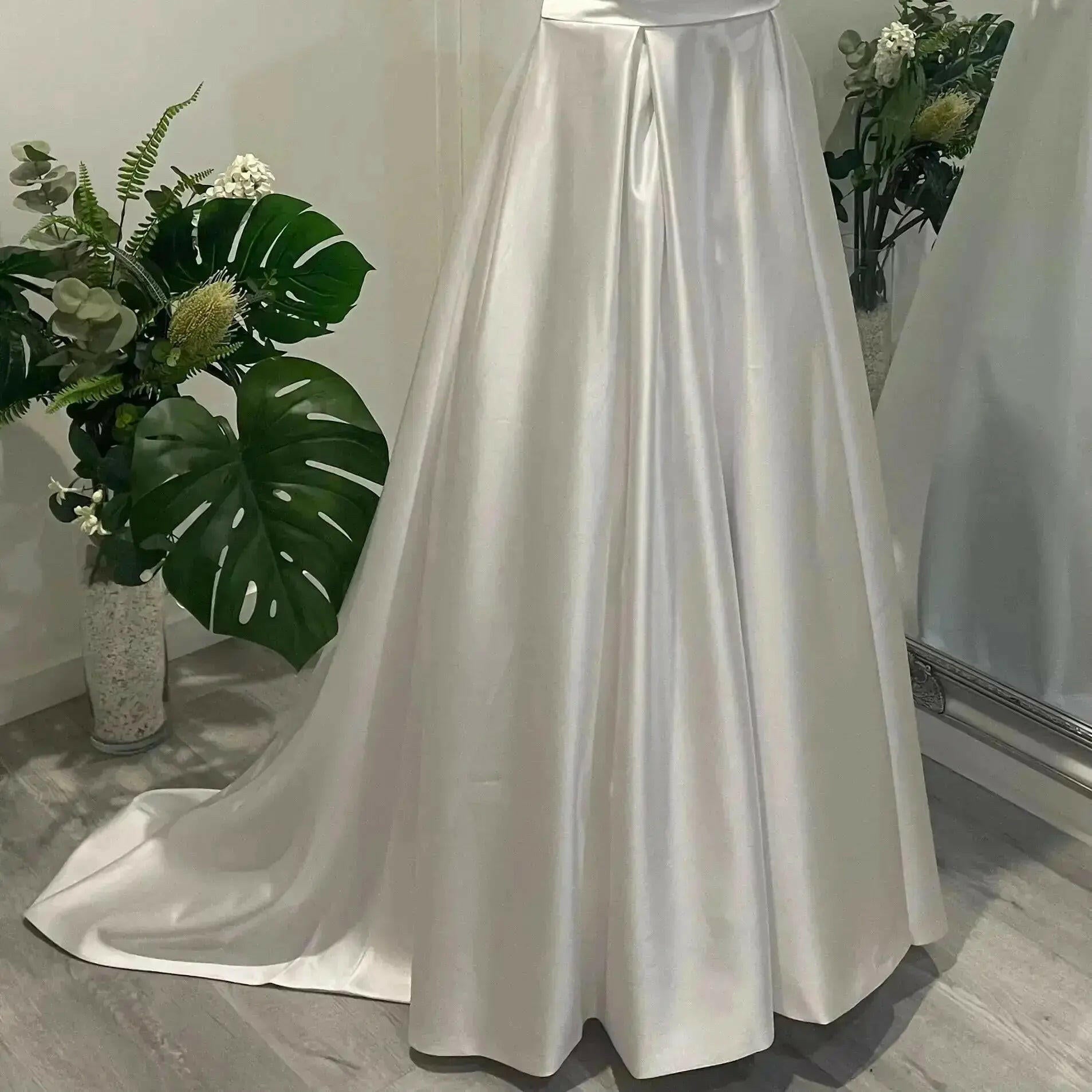 Plain satin A-line skirt for debutante gown