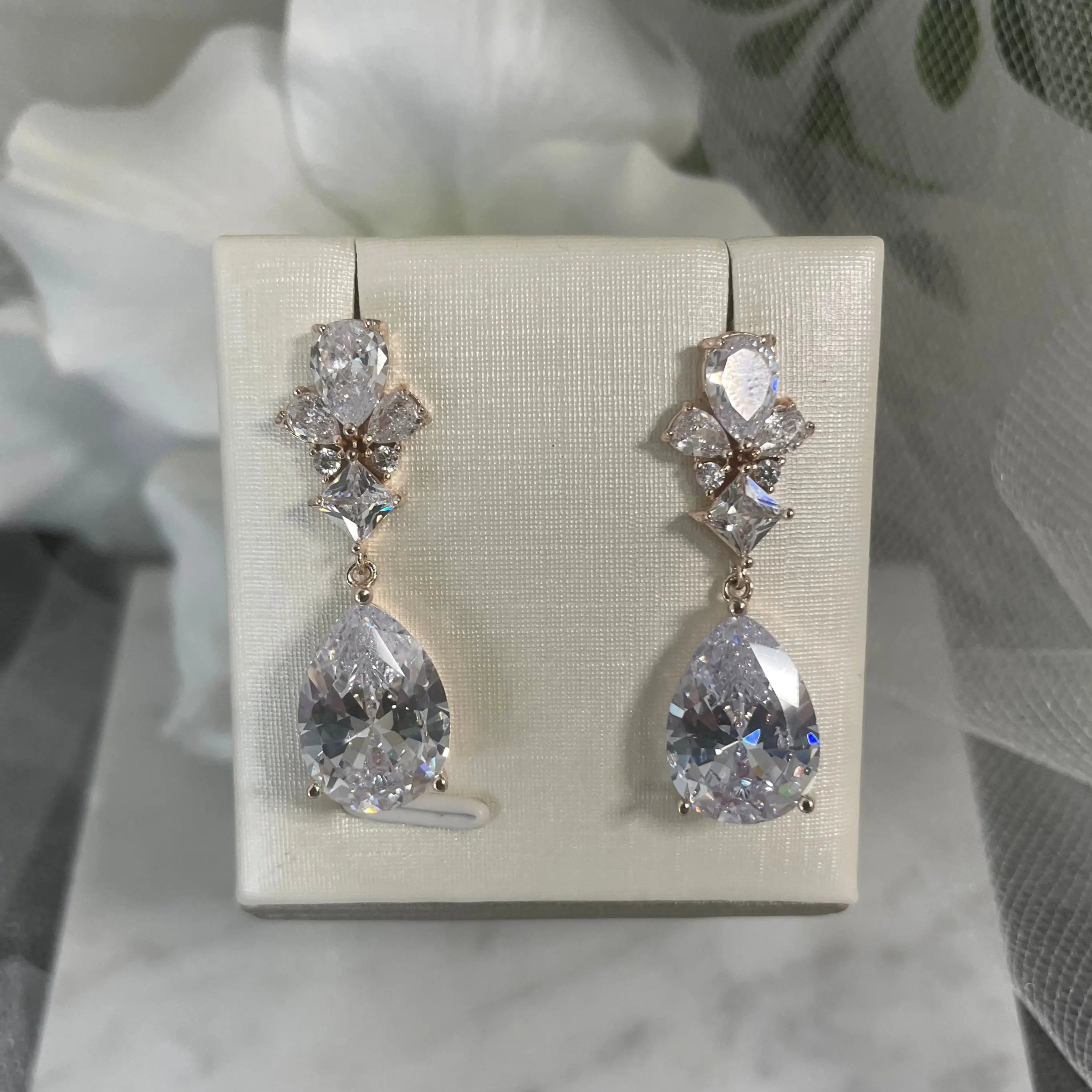 Talia Crystal Drop Earrings: Elegant Sparkle for Your Wedding Day.