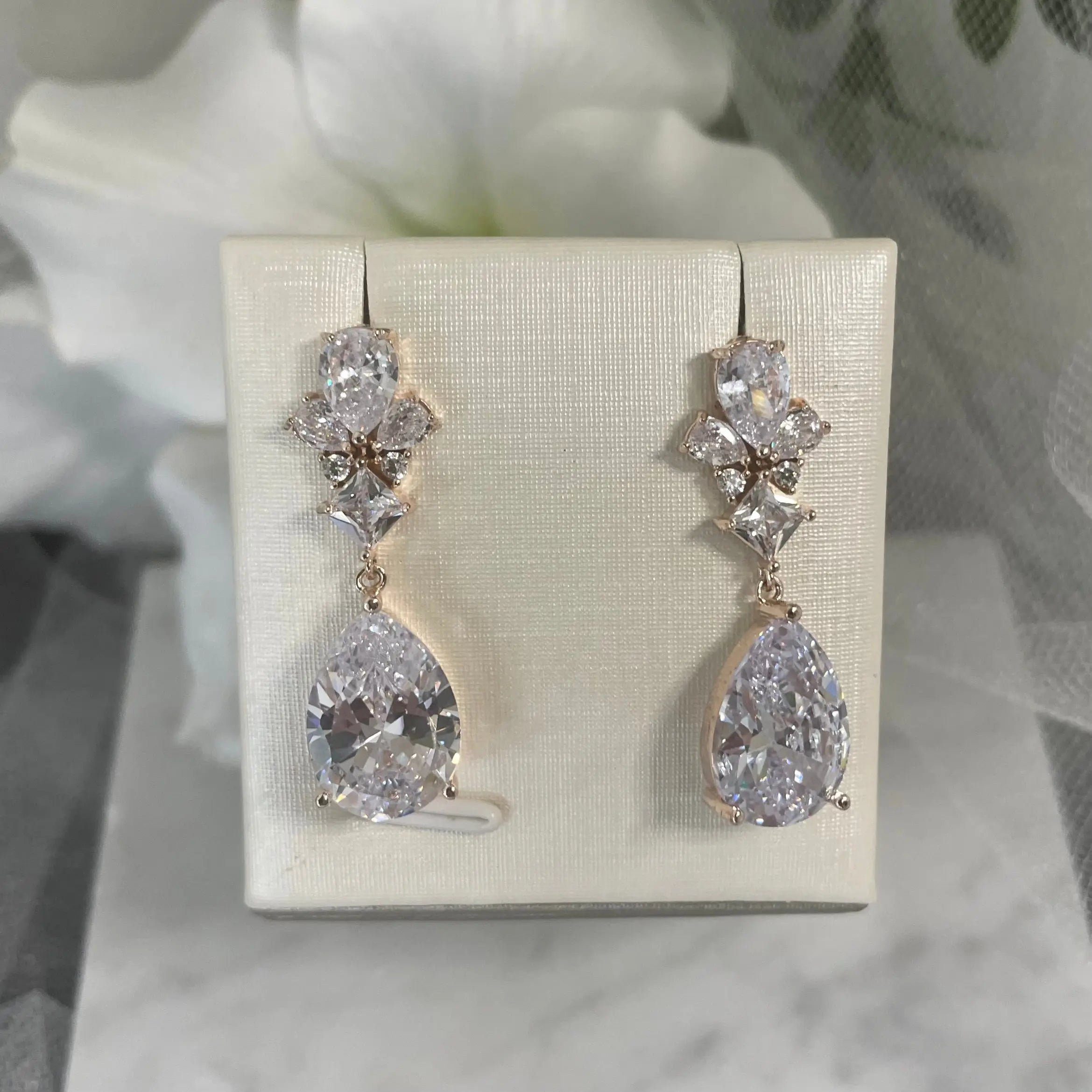 Talia Crystal Drop Earrings: Elegant Sparkle for Your Wedding Day.