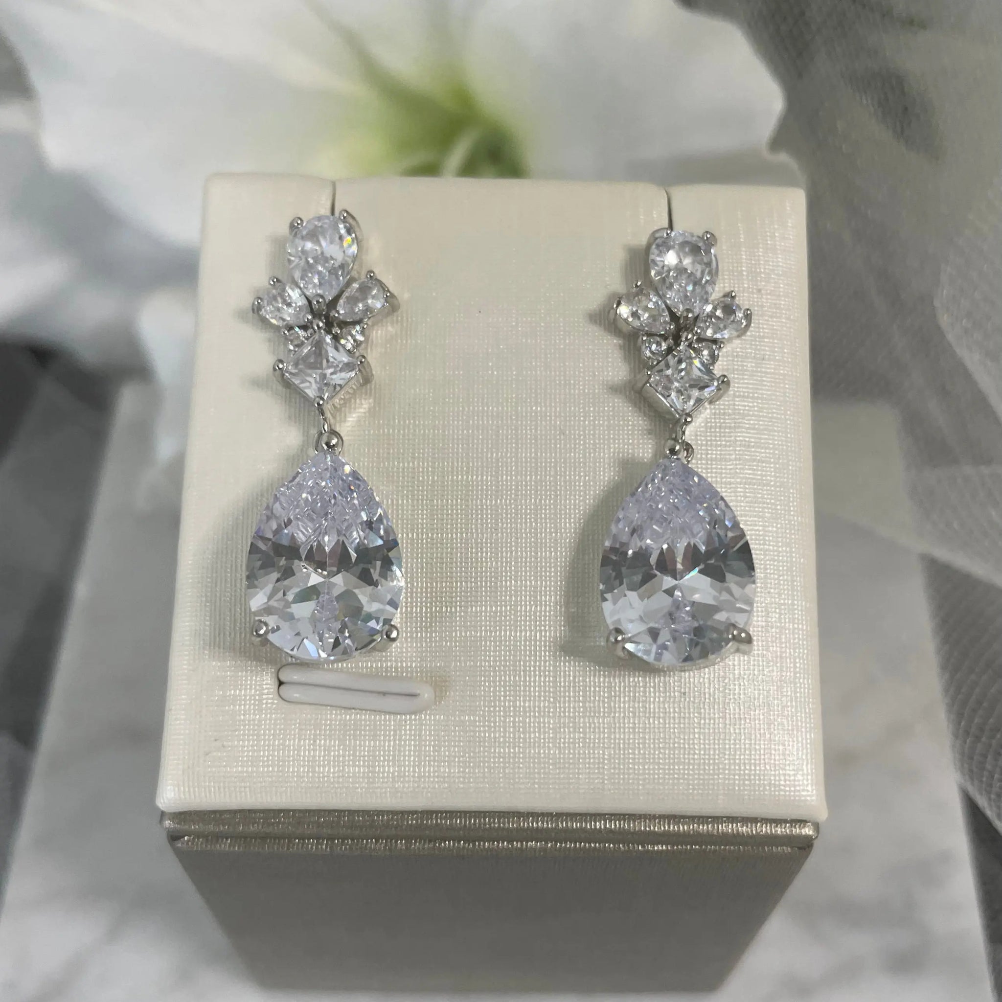 Talia Crystal Drop Earrings: Elegant Sparkle for Your Wedding Day.