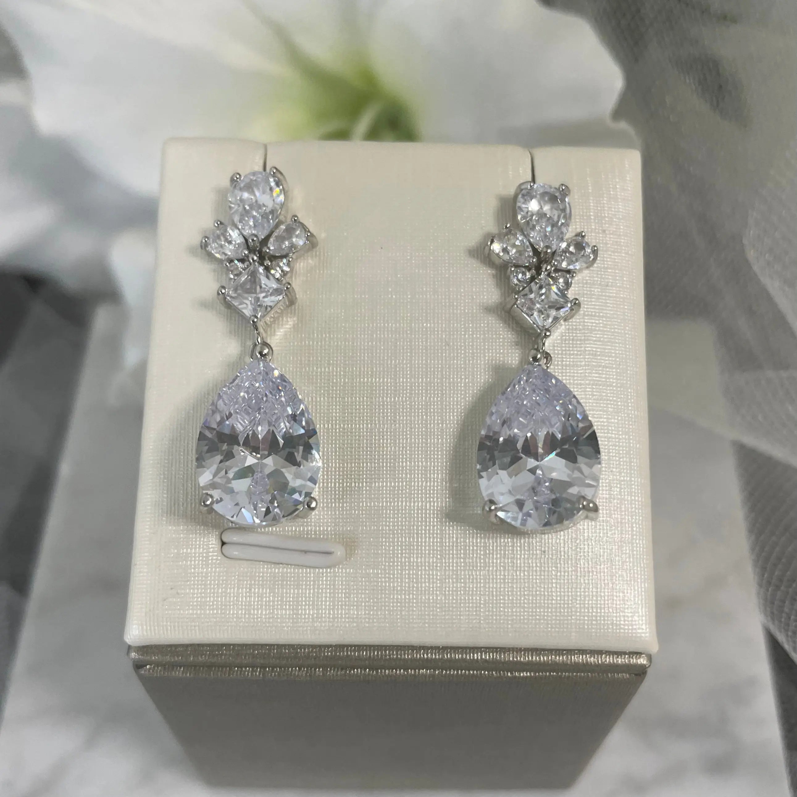Talia Crystal Drop Earrings: Elegant Sparkle for Your Wedding Day.