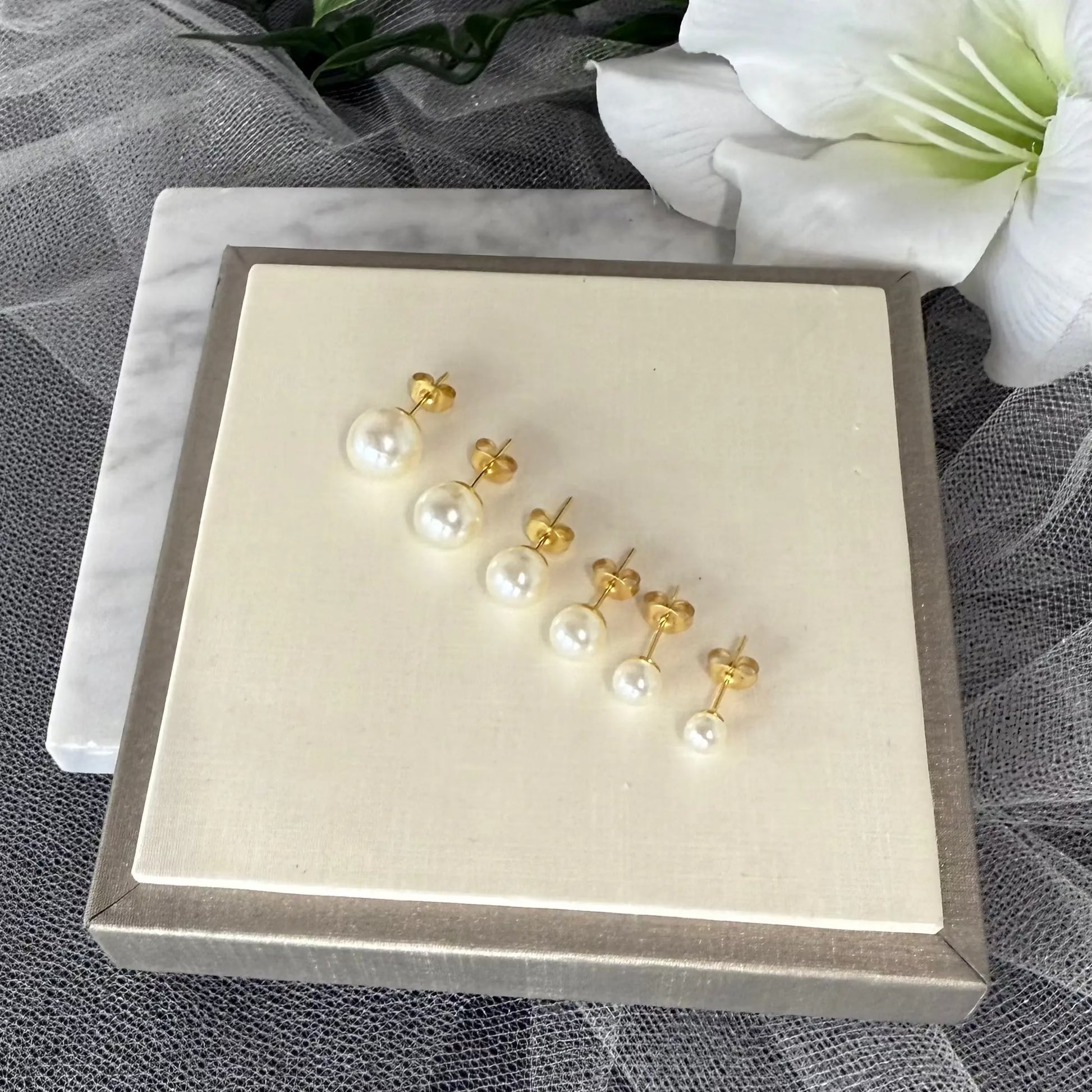 Valentina 14K Gold Plated Freshwater Pearl Stud Earrings – Divine Bridal Australia