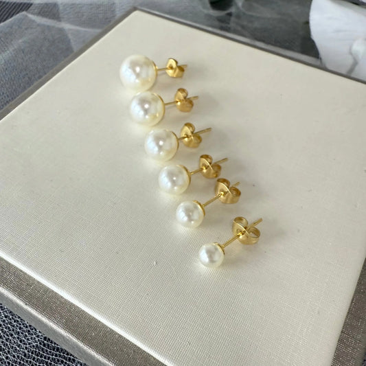 Valentina 14K Gold Plated Freshwater Pearl Stud Earrings – handpicked AAA pearls bridal jewellery Australia