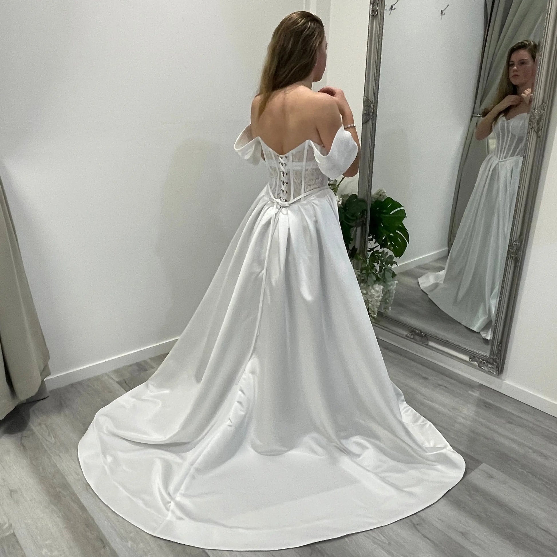 Vallorie Debutante Dress – Lace Corset Elegance with Satin Pleated A-Line Skirt Divine Bridal