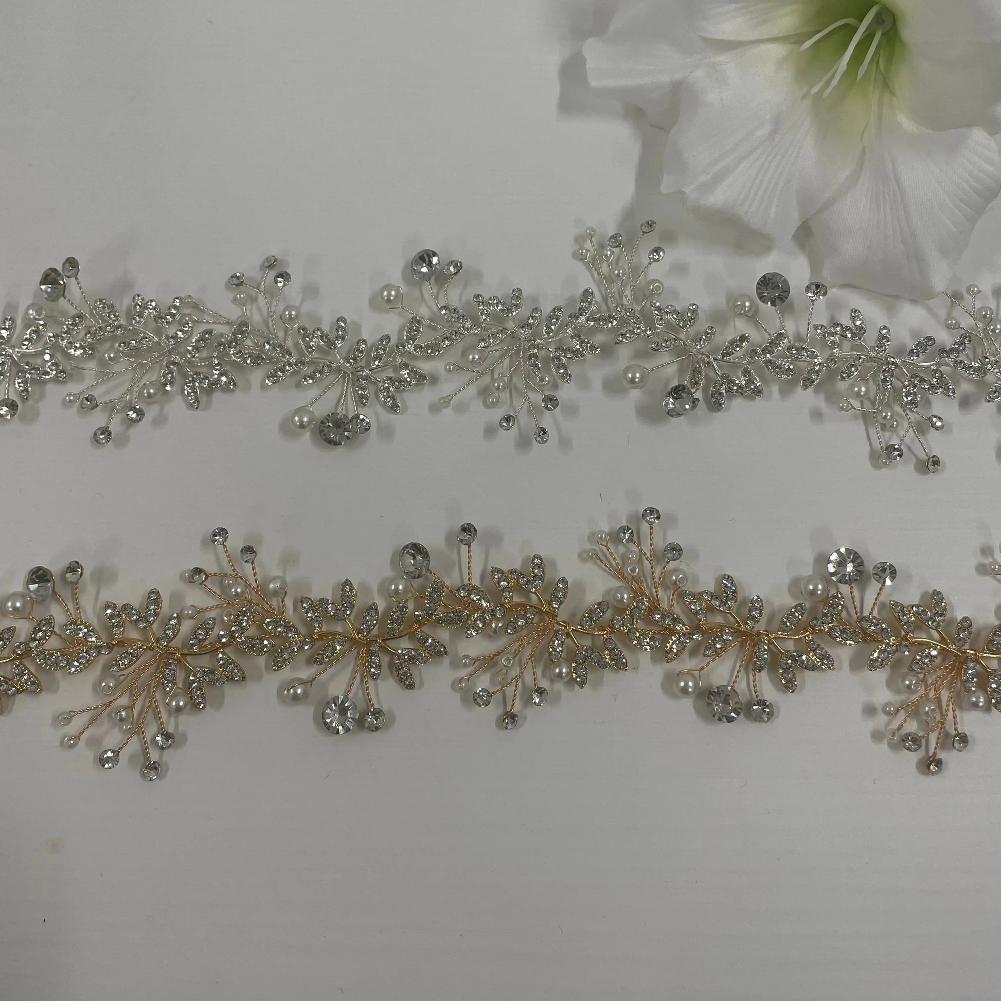 Violet Crystal and Pearl Heaven Hair Vine: Ethereal Bridal Elegance.