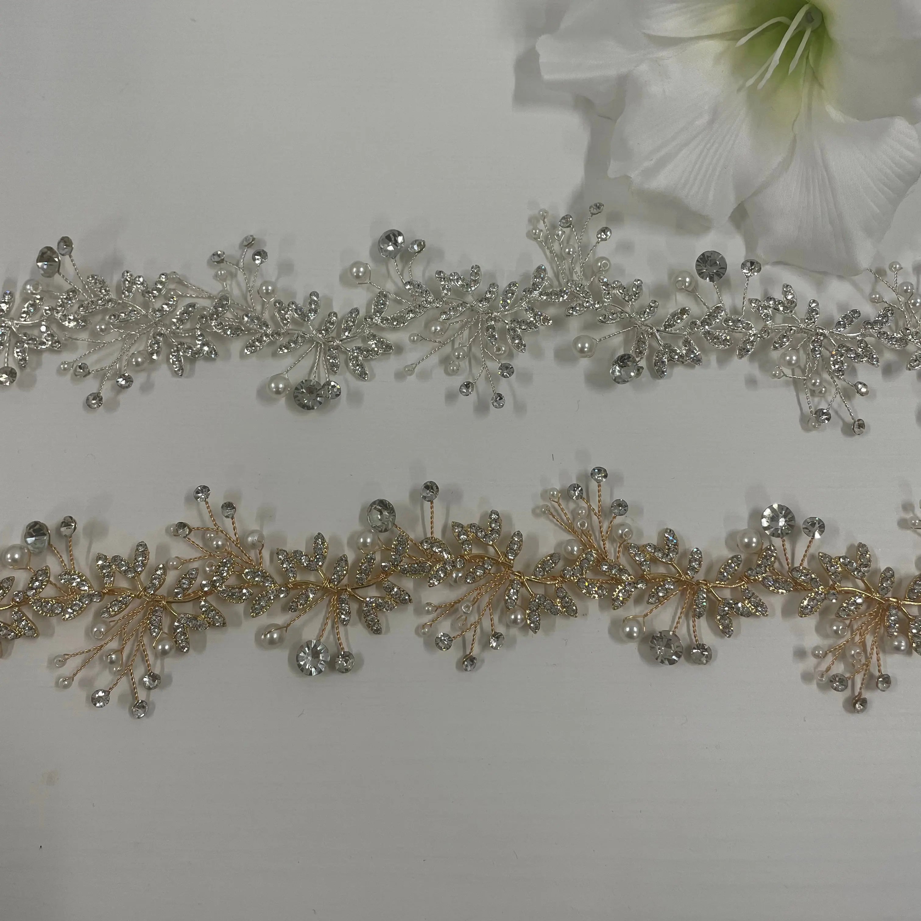 Violet Crystal and Pearl Heaven Hair Vine: Ethereal Bridal Elegance.