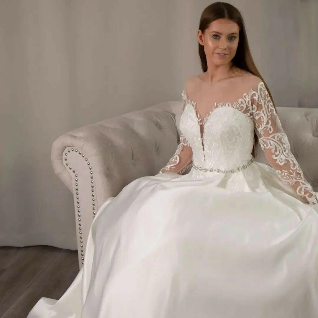Illusion Neckline Wedding Dress Melbourne – Annabelle Gown