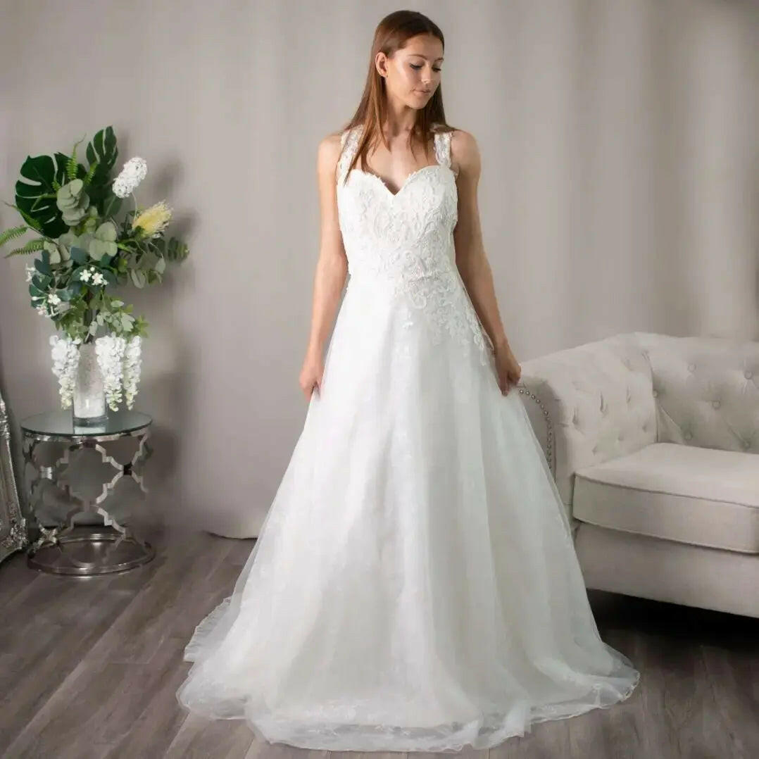 Bernadette A-Line Ballgown Lace Bodice Wedding Dress.