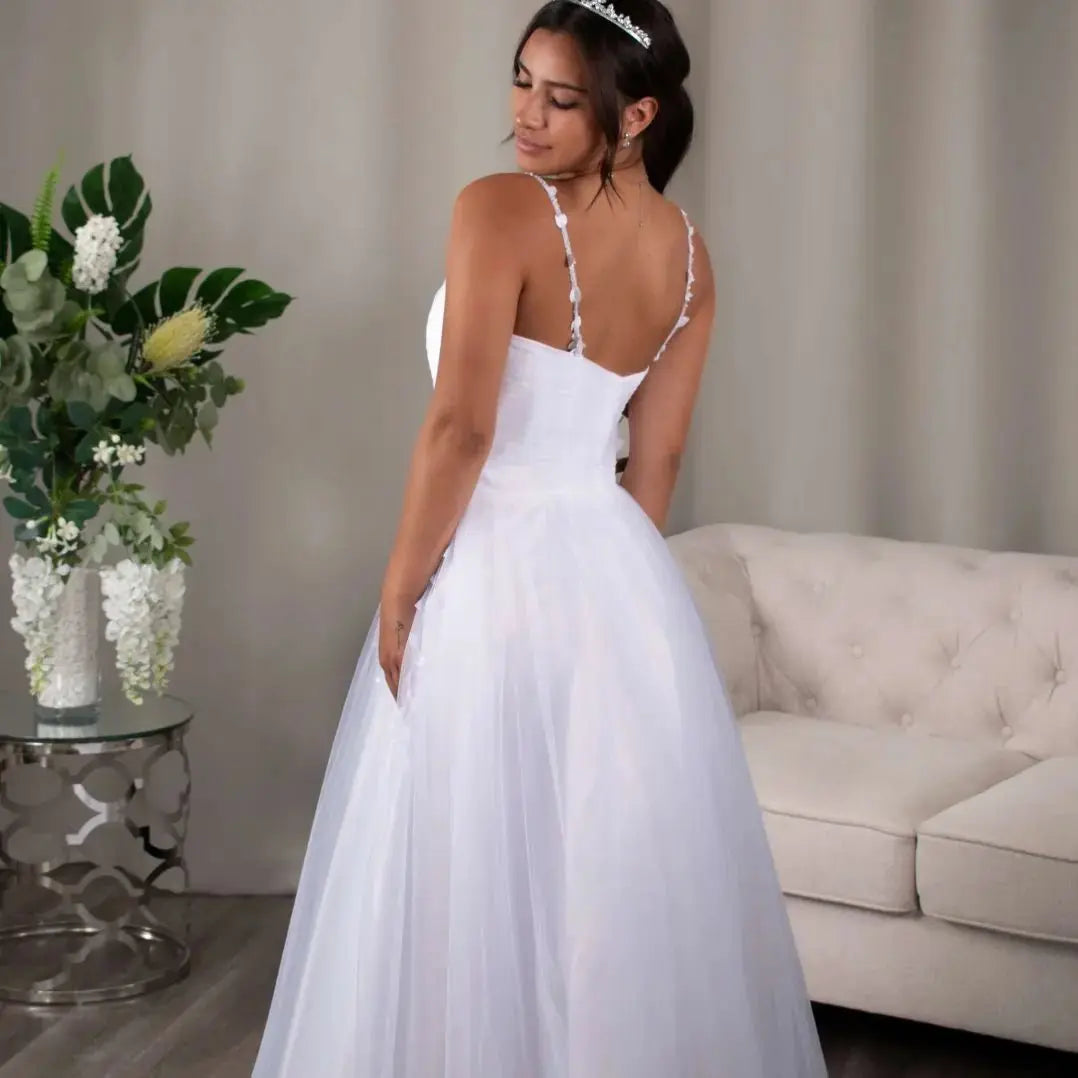 Brenda 3D Floral Appliqué A-Line Skirt Deb Dress - Debutante Gown Sale Special.