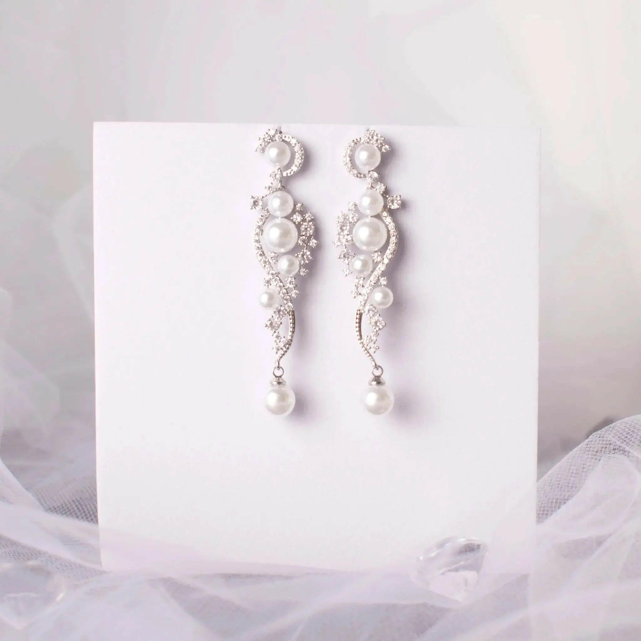 Brina Water Pearl Drop Bridal Wedding Earring.