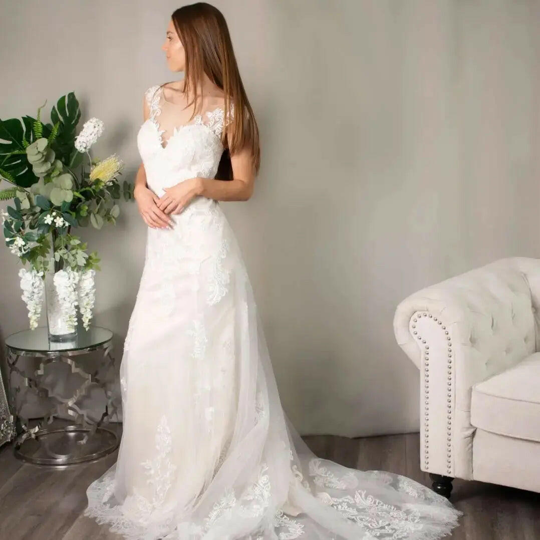 Brooklyn: Tulle & Lace A-Line Lace Wedding Dress Elegance.