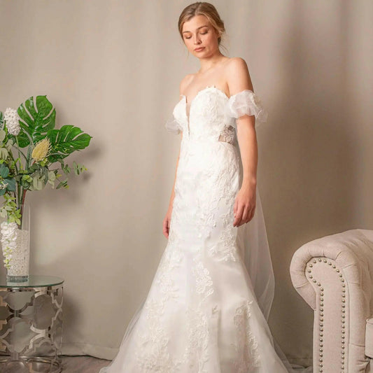 Catherine Mermaid Dress Wedding with Detachable Skirt.