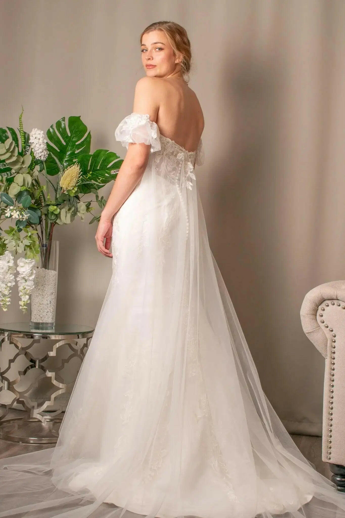 Catherine Mermaid Dress Wedding with Detachable Skirt.