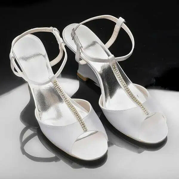 Celeste Wedge T-strap Rhinestone Wedding Bridal Shoe.