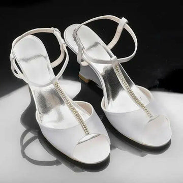 Celeste Wedge T-strap Rhinestone Wedding Bridal Shoe.
