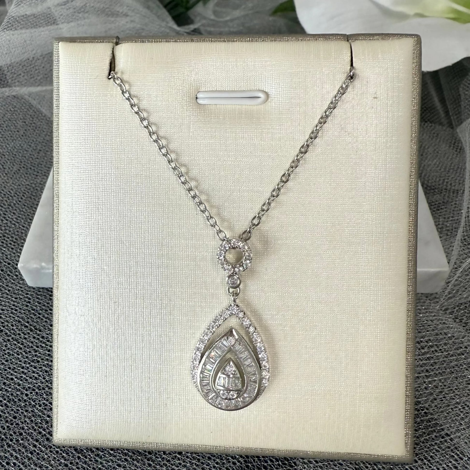 Celestia CZ Bridal Pendant Necklace.