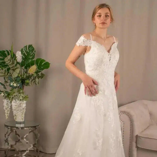 Danica: Off The Shoulder Lace Wedding Dress Elegance.