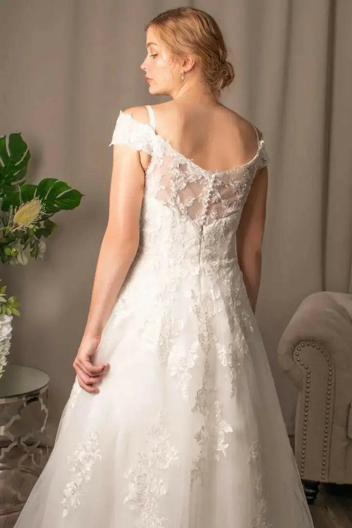 Danica: Off The Shoulder Lace Wedding Dress Elegance.