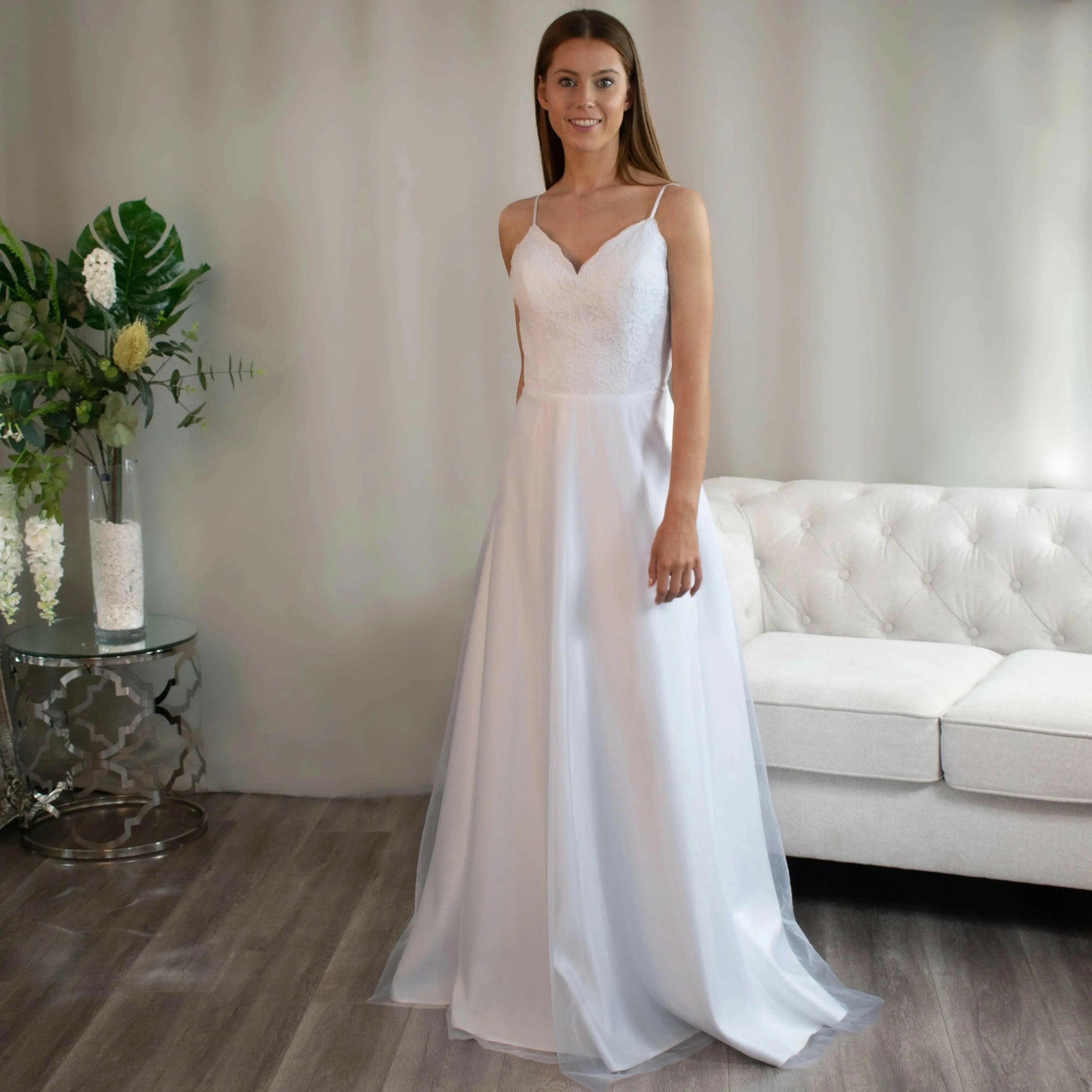 Deb Dresses with Straps: Harper V-neckline Spaghetti Straps Debutante Gown Deb Dresses with Straps: Harper V-neckline Spaghetti Straps Debutante Gown