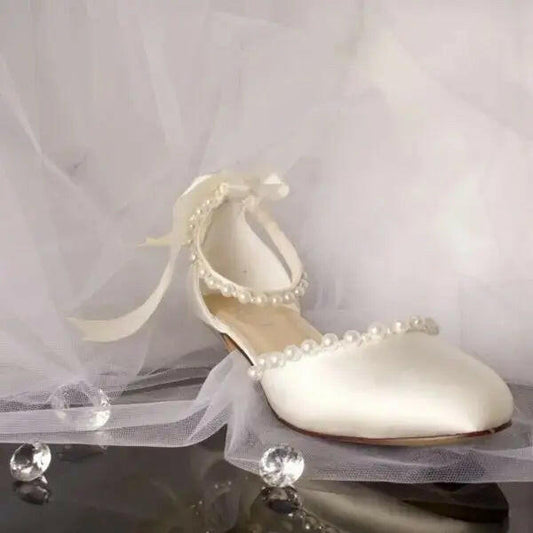 Dixie Pearl Closed Toe ankle strap Wedding Bridal Shoe.