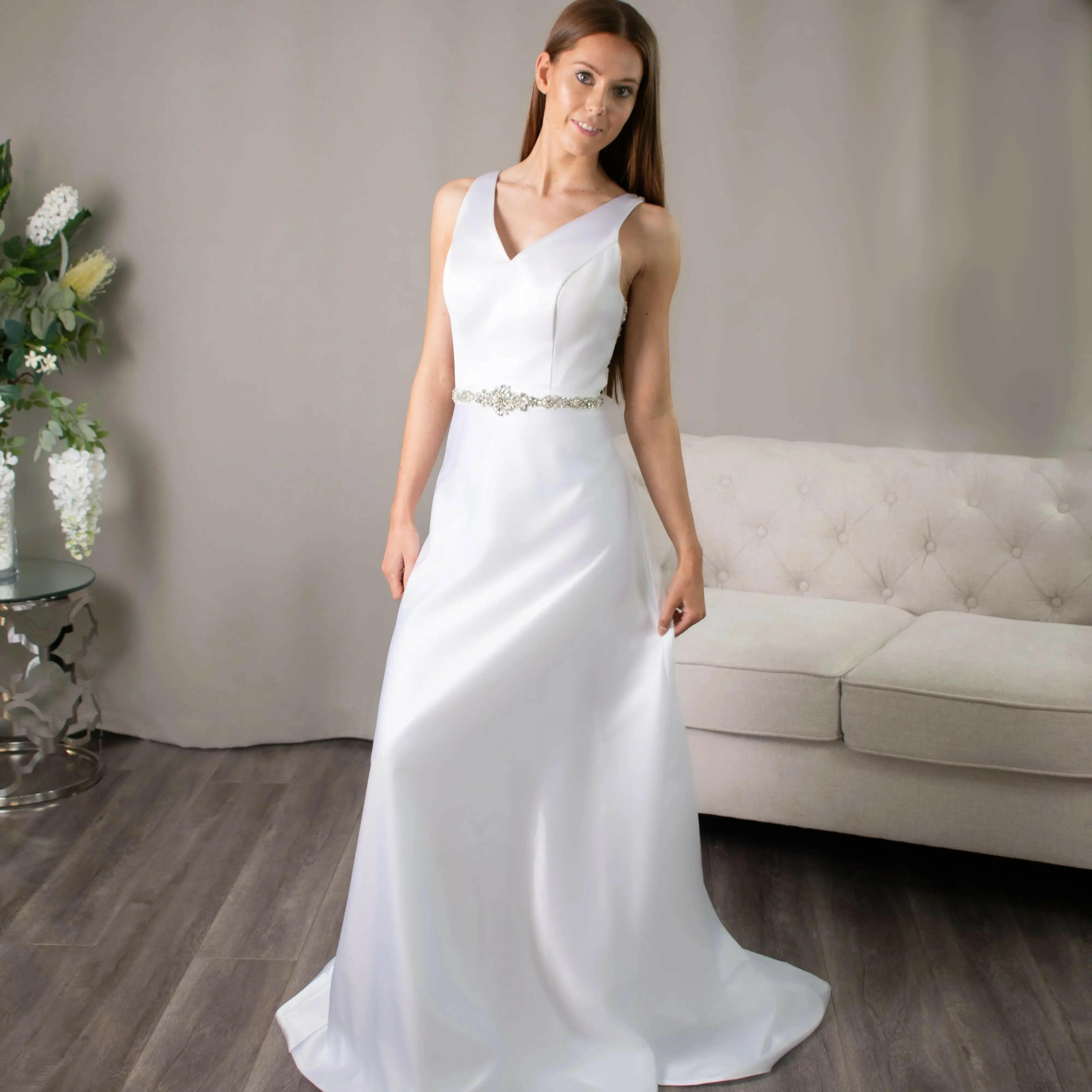 Edith V-Neck Debutante Gown Elegance.