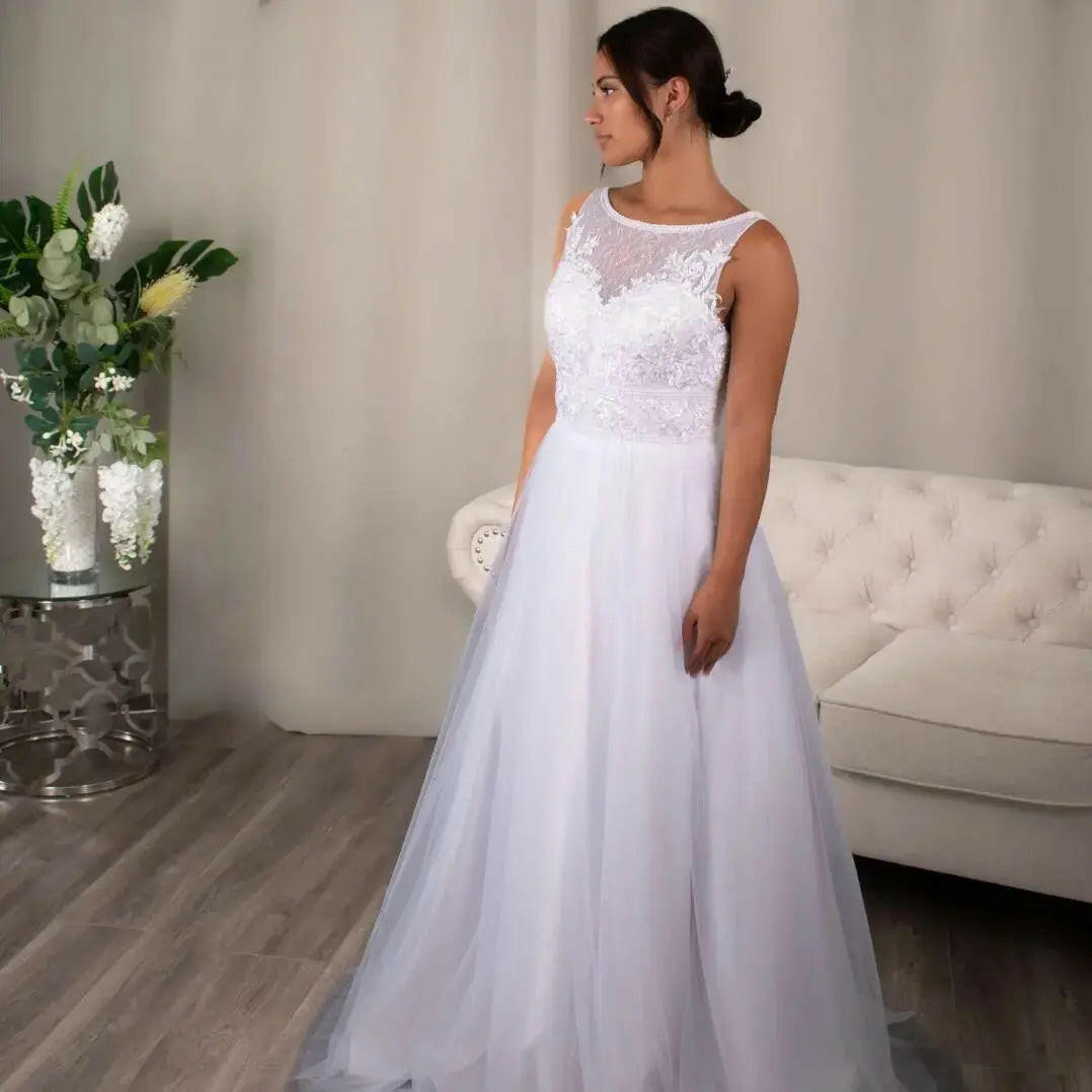 Elaine Debutante Ball Gown: Lace A-line dress.