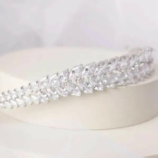 Ella Bridal Headband: Timeless Elegance with Cubic Zirconia.