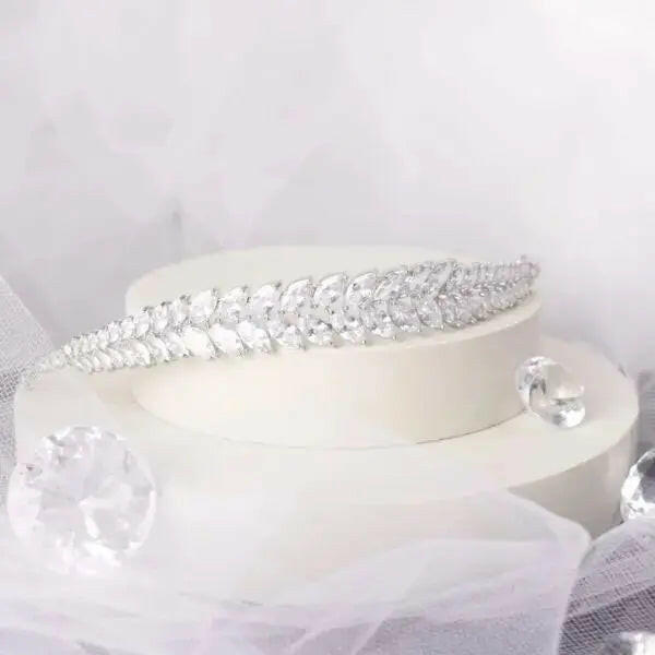 Ella Bridal Headband: Timeless Elegance with Cubic Zirconia.