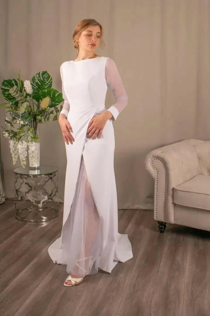 Ella's Modern Tulle Mermaid Bridal Dress.