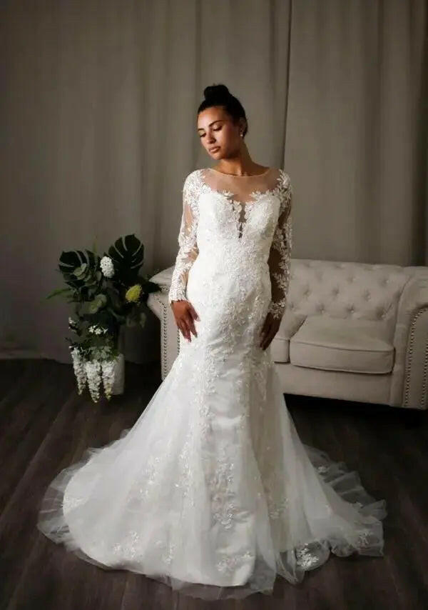 Estella – Mermaid Bridal Long Sleeve Lace Wedding Dresses.
