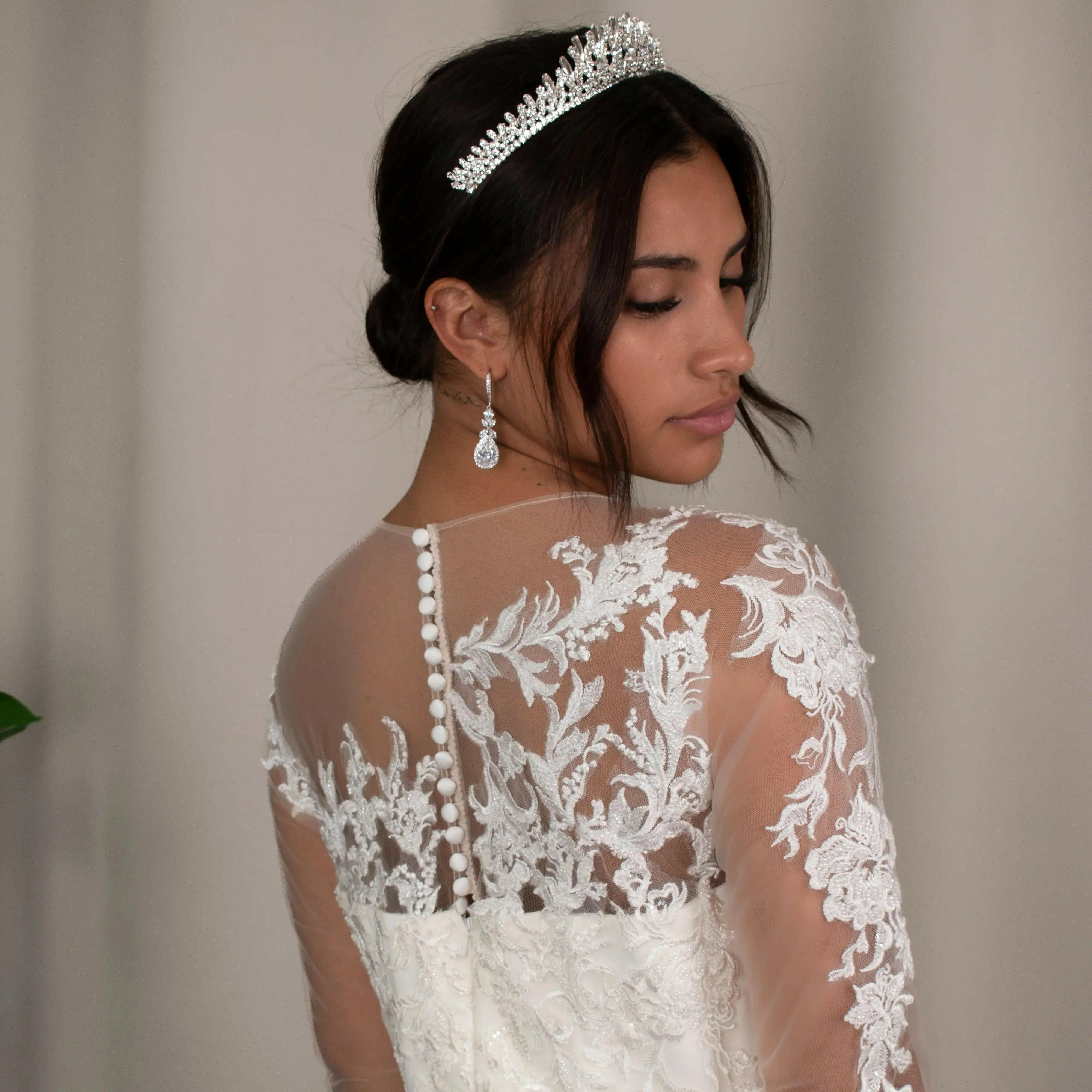 Faith: Lace A-line Wedding Dress With Slit.