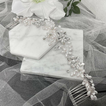 Floria Pearl and Diamanté Bridal Hair Comb | Divine Bridal.
