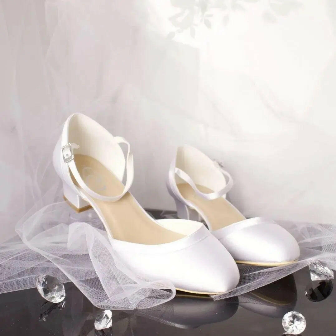 Grace Closed Toe With Ankle Strap Wedding Bridal Shoe.