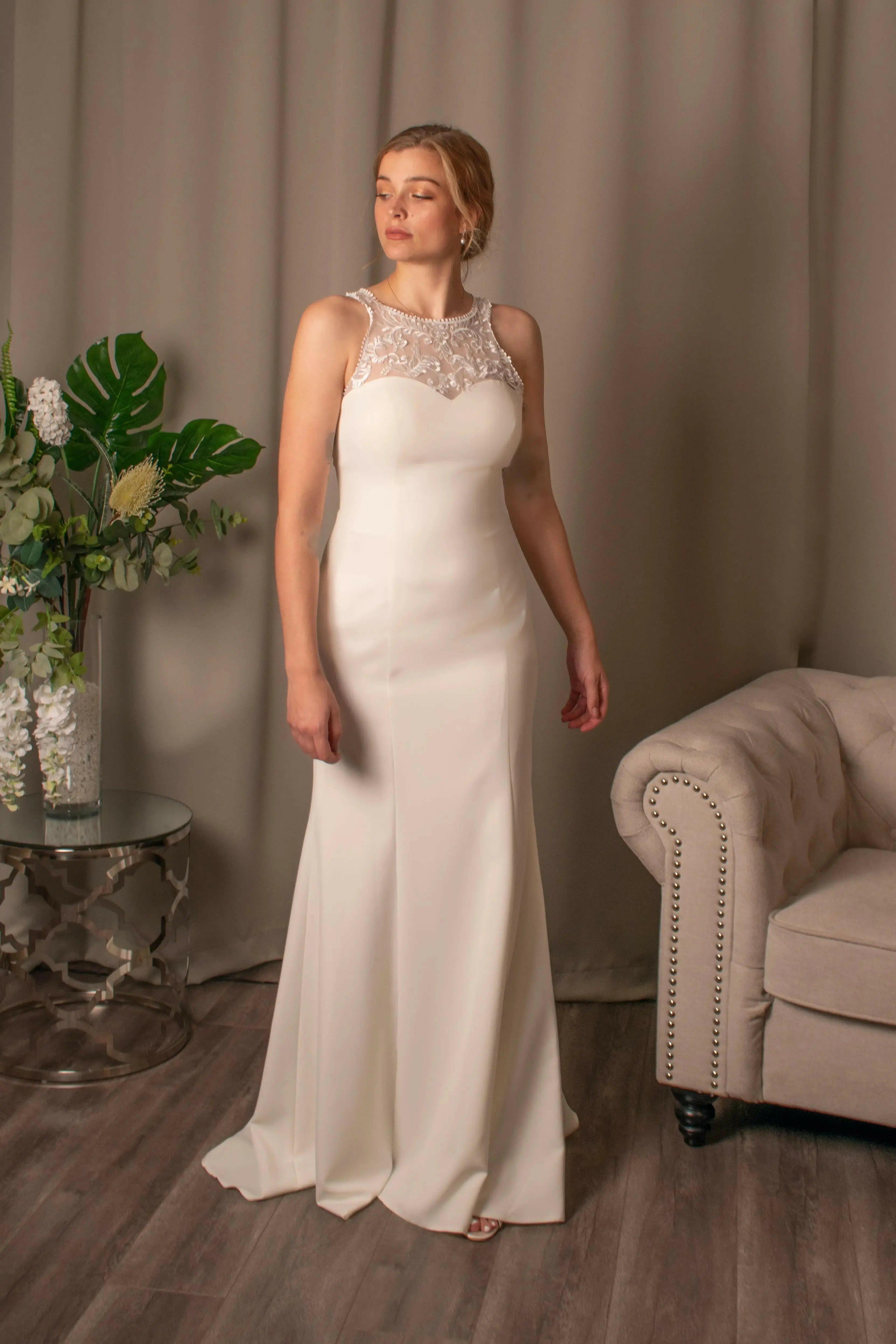 Gracie Lace Sweetheart Fit And Flare Wedding Dress.