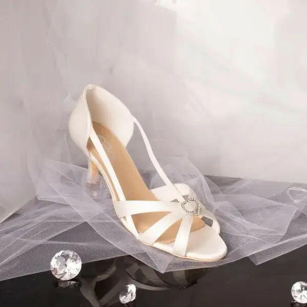 Heather Diamante Open toe heel sandal Wedding Bridal Shoe.