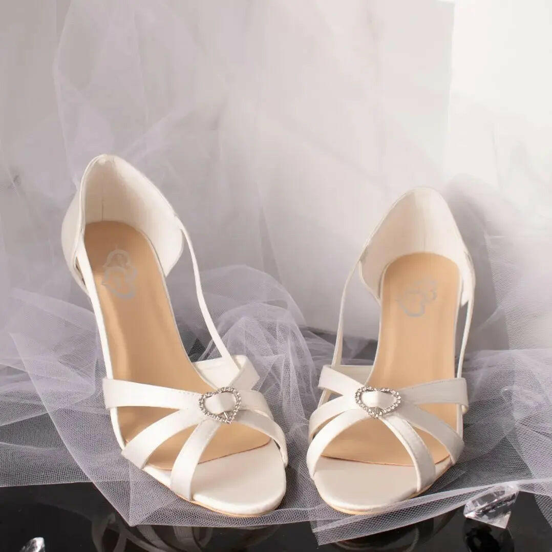 Heather Diamante Open toe heel sandal Wedding Bridal Shoe.