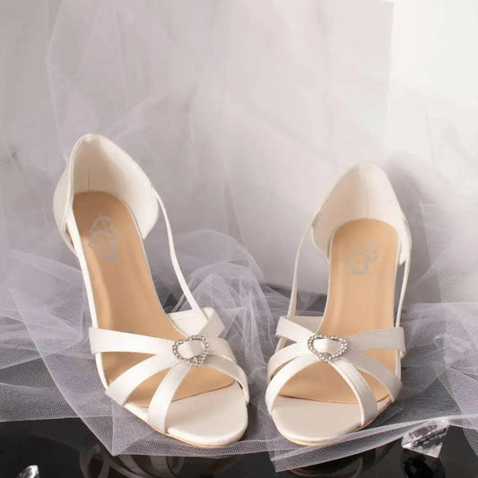 Heather Diamante Open toe heel sandal Wedding Bridal Shoe.
