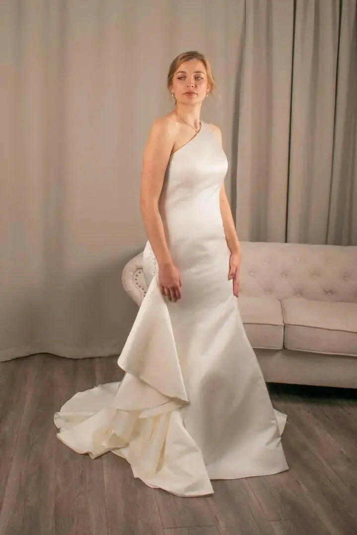 Helena: Mermaid with One Shoulder Satin Wedding Dress.