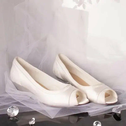 Holly Peep Toe Wedge lace Wedding Bridal Shoe.