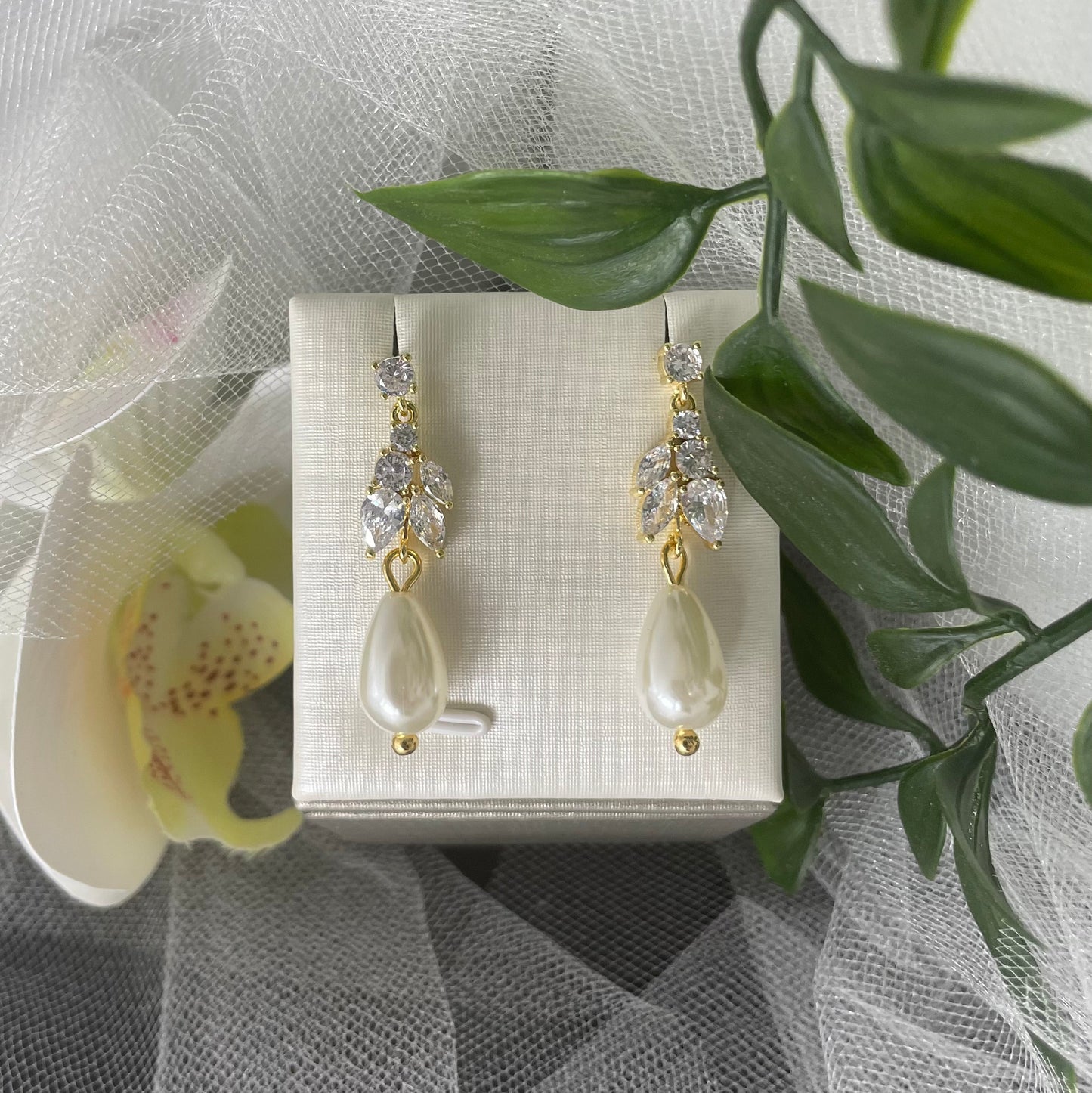 Gold Pearl Drop Earrings for Bridal & Special Events - Divine Bridal's Exclusive