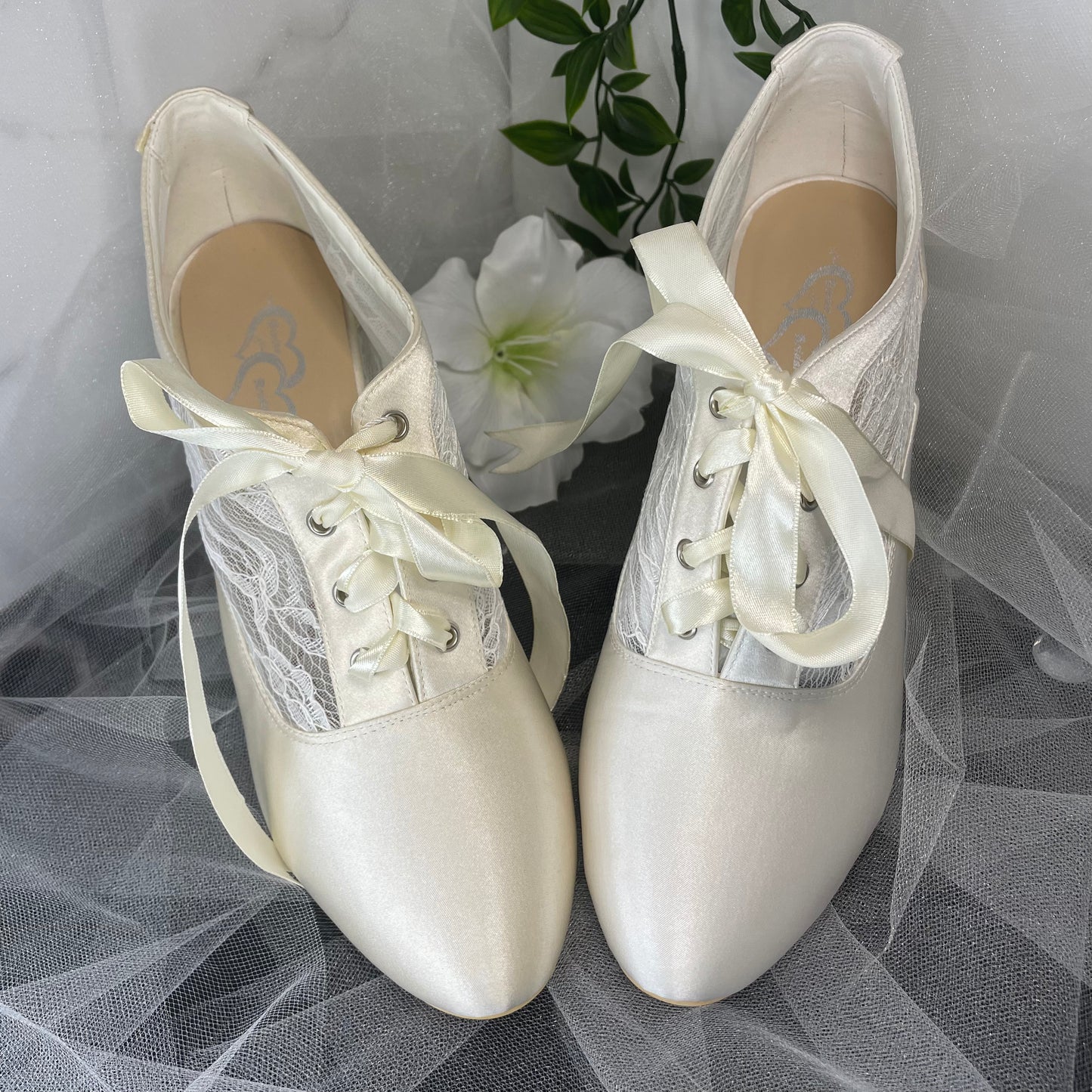 Mauve Lace Up Wedding Bridal Shoes