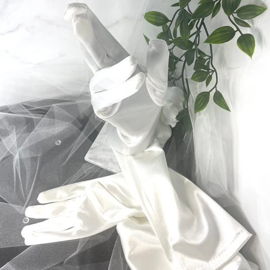 Elegant above-the-elbow white wedding glove