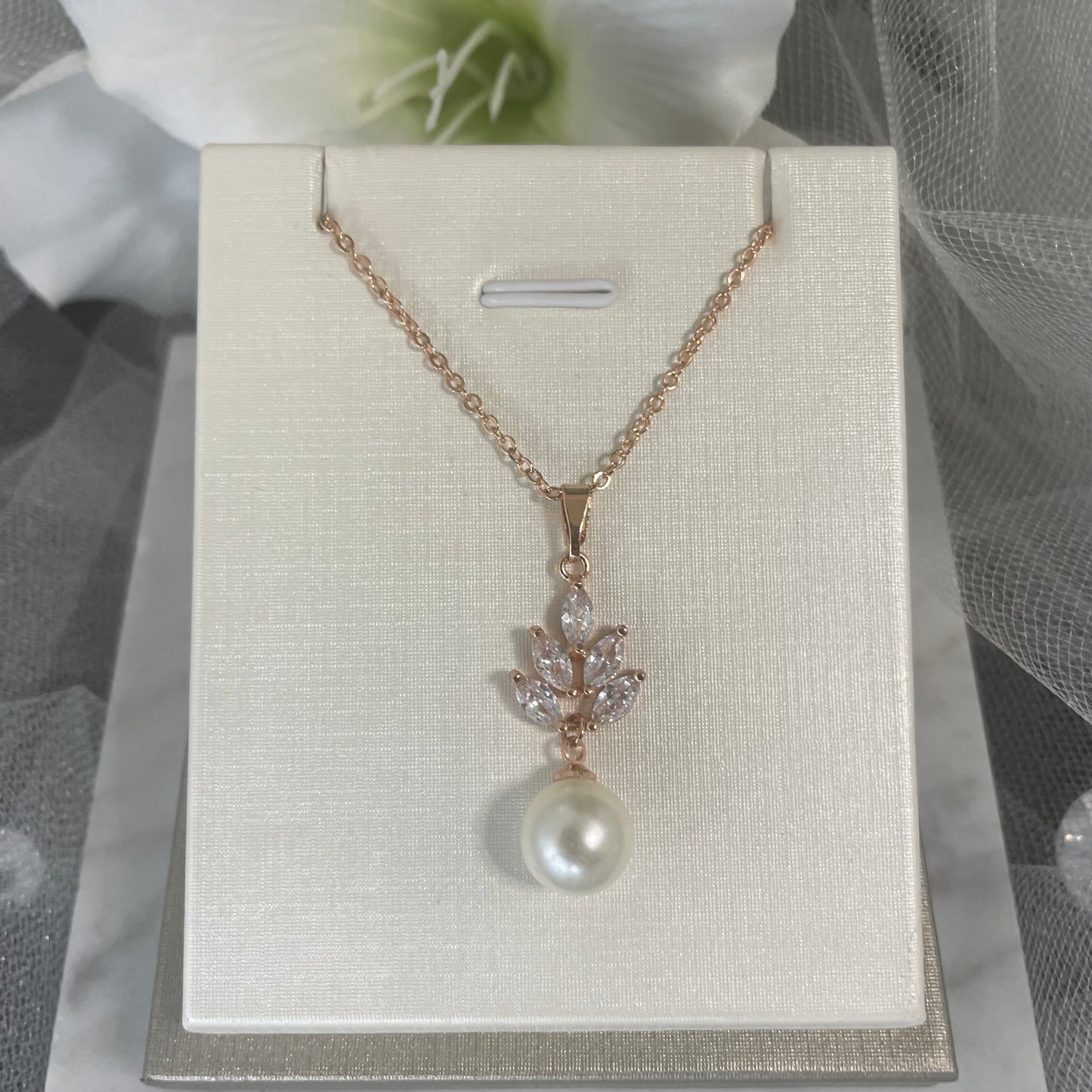 Zara Leaf Pearl Drop Necklace ,Earring & Set