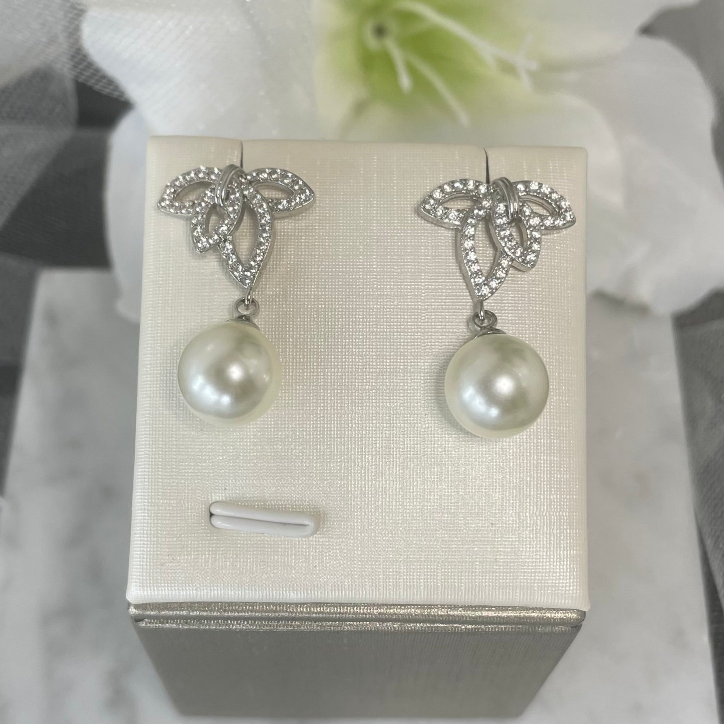 Belmont crystal pearl earrings