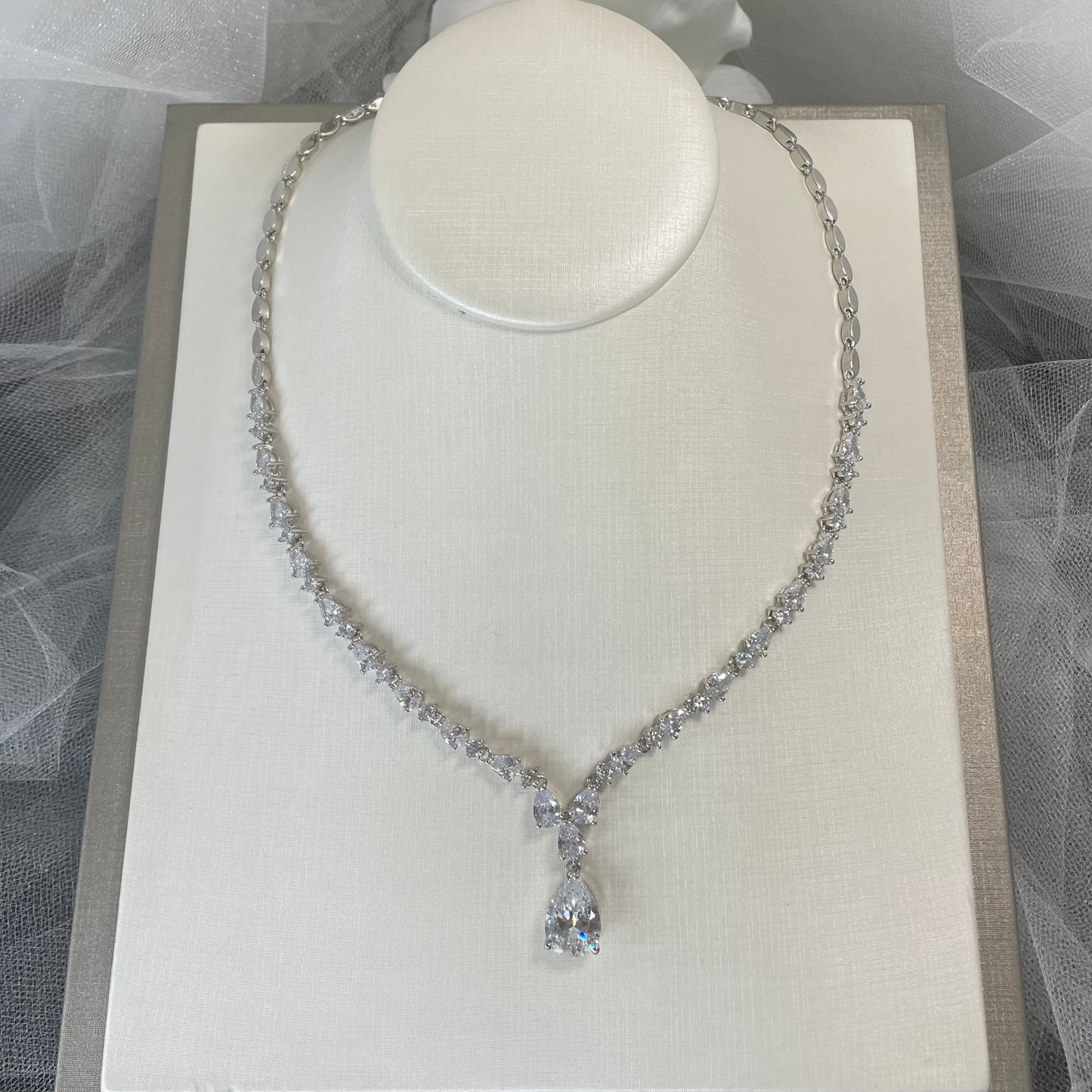 Indra cubic zirconia, crystal necklace