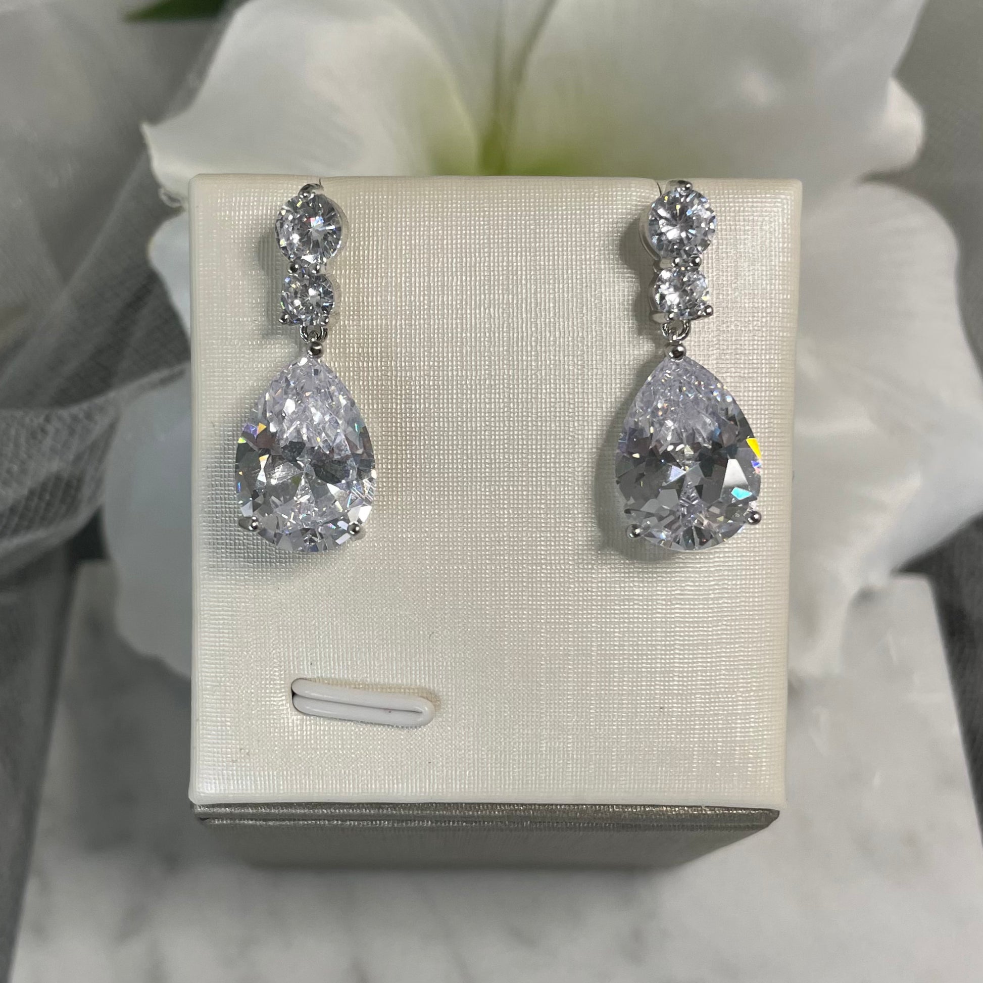 Amelia Bridal CZ Cubic Zirconia Earrings - Sophisticated Wedding Accessory - Divine Bridal