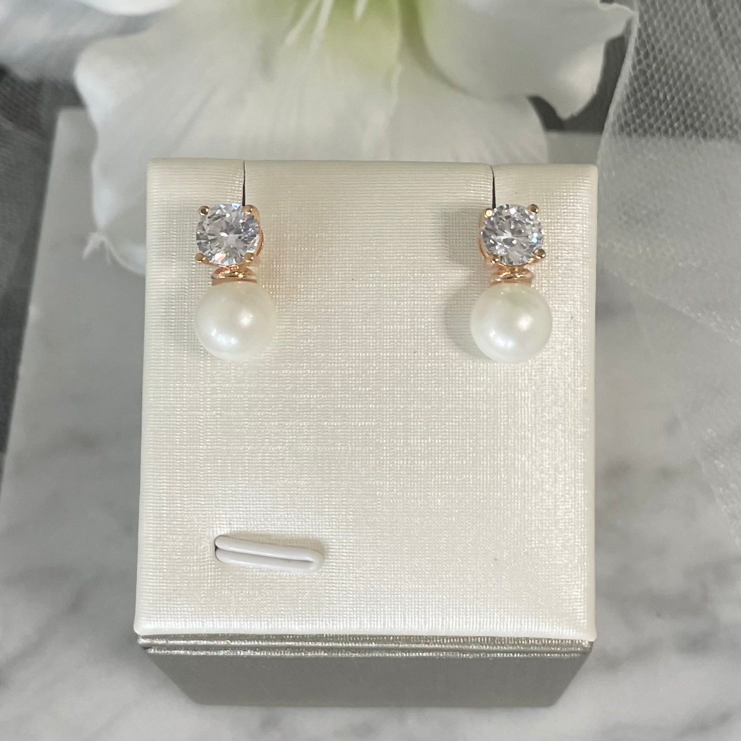 Zara Pearl & Simulated Diamond Pendant Set on Display