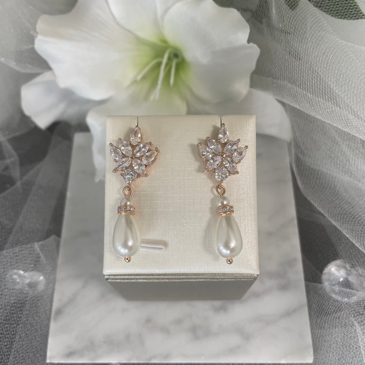 Lorraine crystal pearl earrings