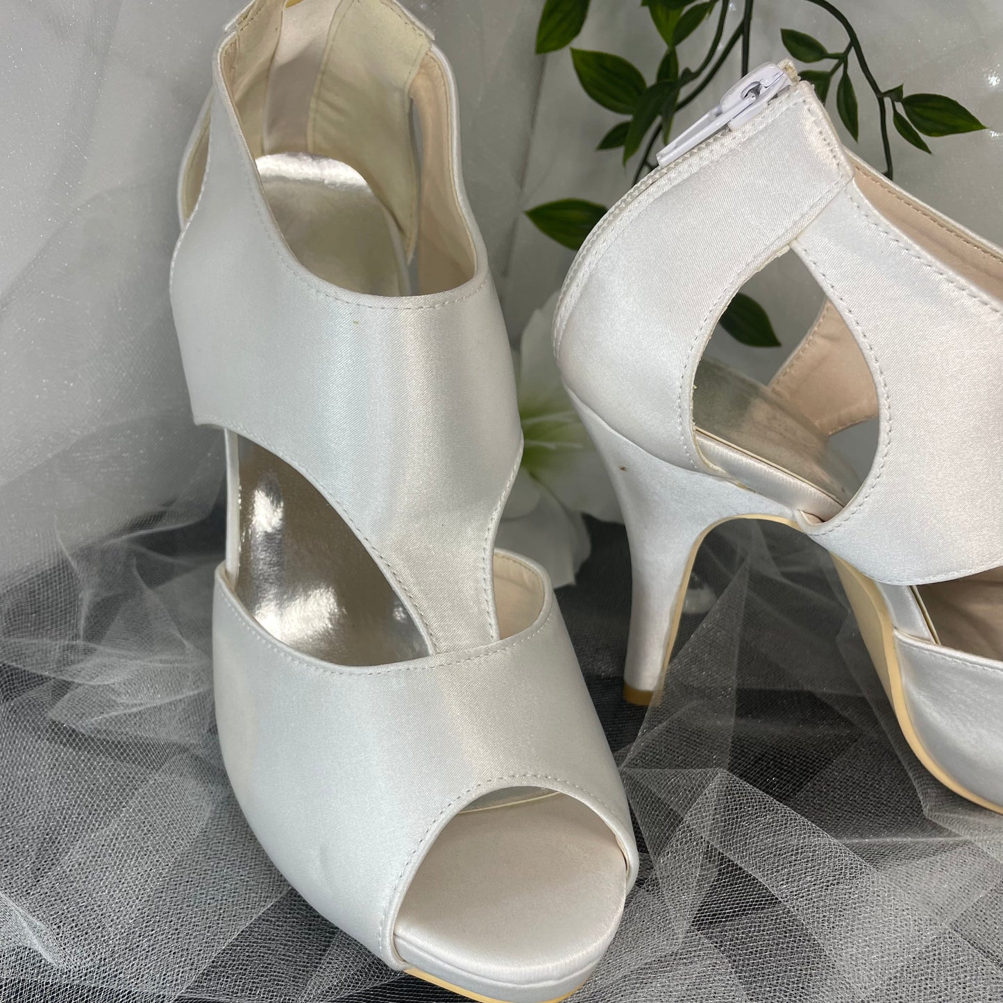Leona Peep Toe Wedding Bridal Shoe